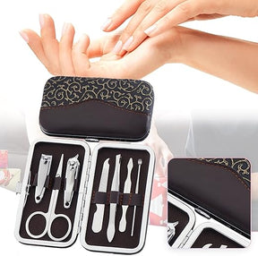 7 Pcs Set Nail Clippers And Beauty Tool Stainless Steel Professional Manicure Pedicure Set With Pu Case For Home Travel